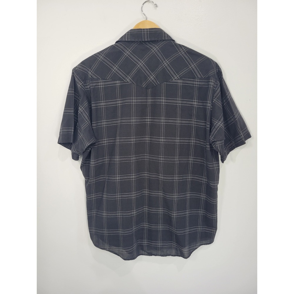 Rock Creek Ranch Mens Black Plaid Western Pearl Snap Short Sleeve Shirt XL - Picture 4 of 6